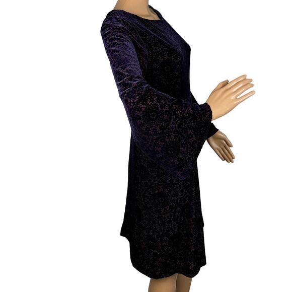 Adrianna Papell Dress Velvet Burnout Purple Tonal Geometric Size 10 Whimsigoth - Picture 2 of 9